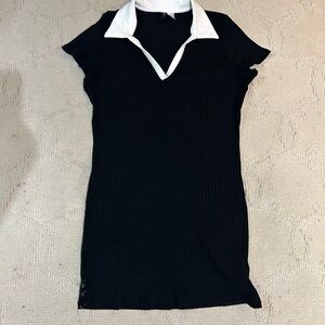 H&M Black Dress with White Collar